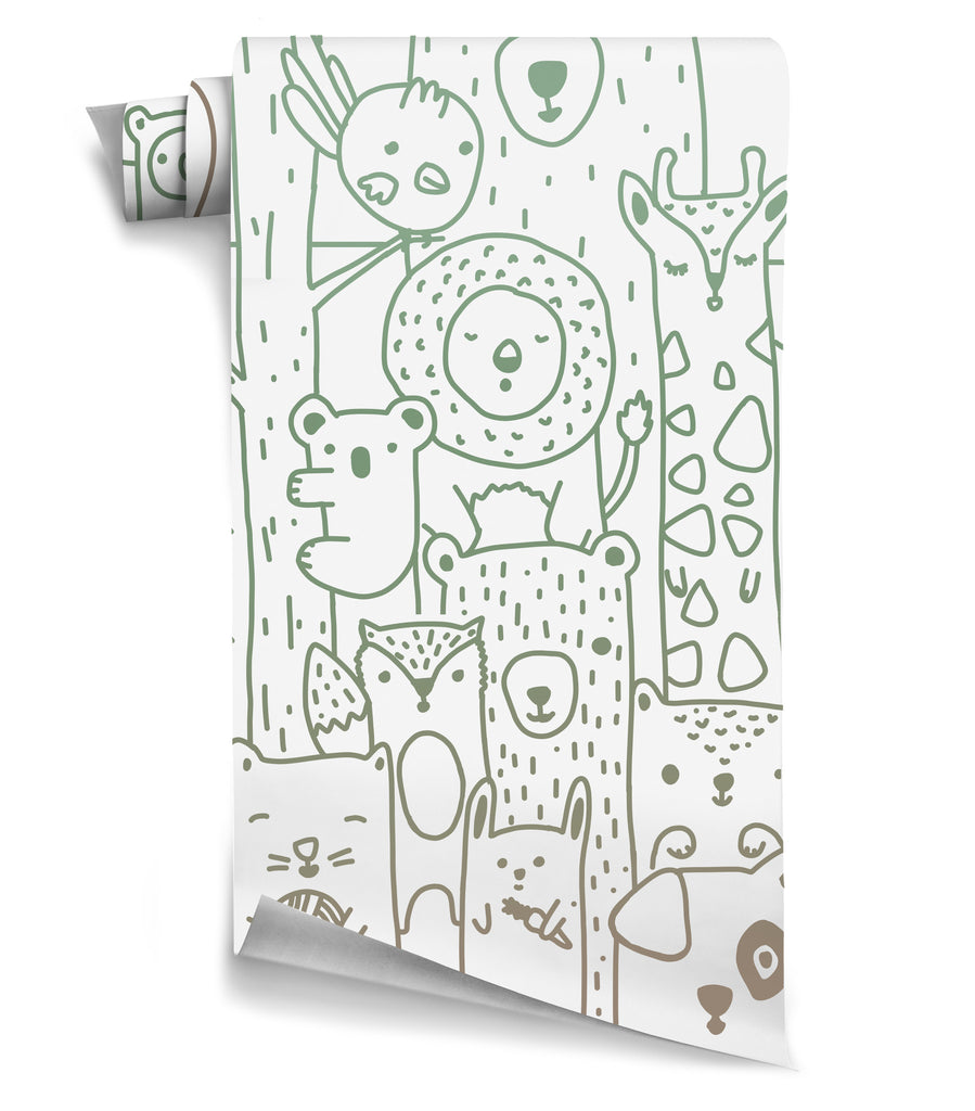 Jingle Jungle renkli tasarım duvar kağıdı bebek ve çocuk